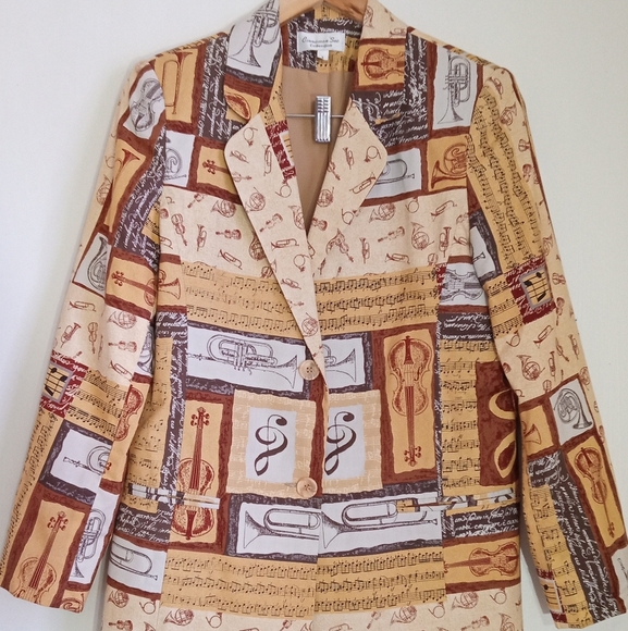 cinnamon sea Jackets & Blazers - Vintage Cinnamon Sea Musical themed Blazer 100% cotton